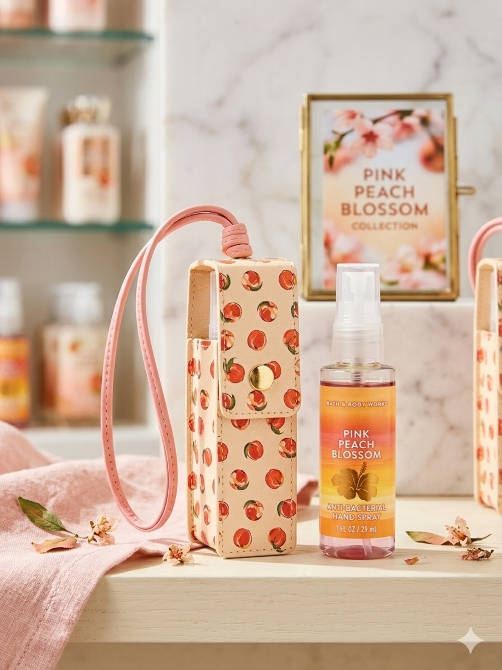 VERA BRADLEY Pink Peach Blossom Hand Spray with Peach Print Case